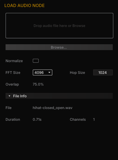 Load Audio File parameter panel