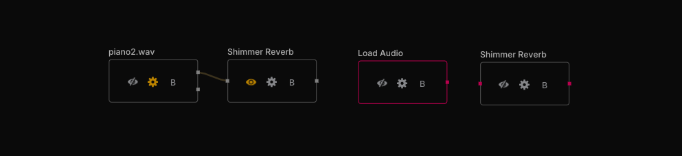 Pin states — red empty / red error / gray flowing