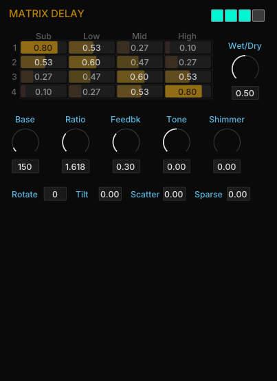 Parameter Panel — sectioned layout